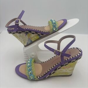 Betsey Johnson Purple and Green Wedges